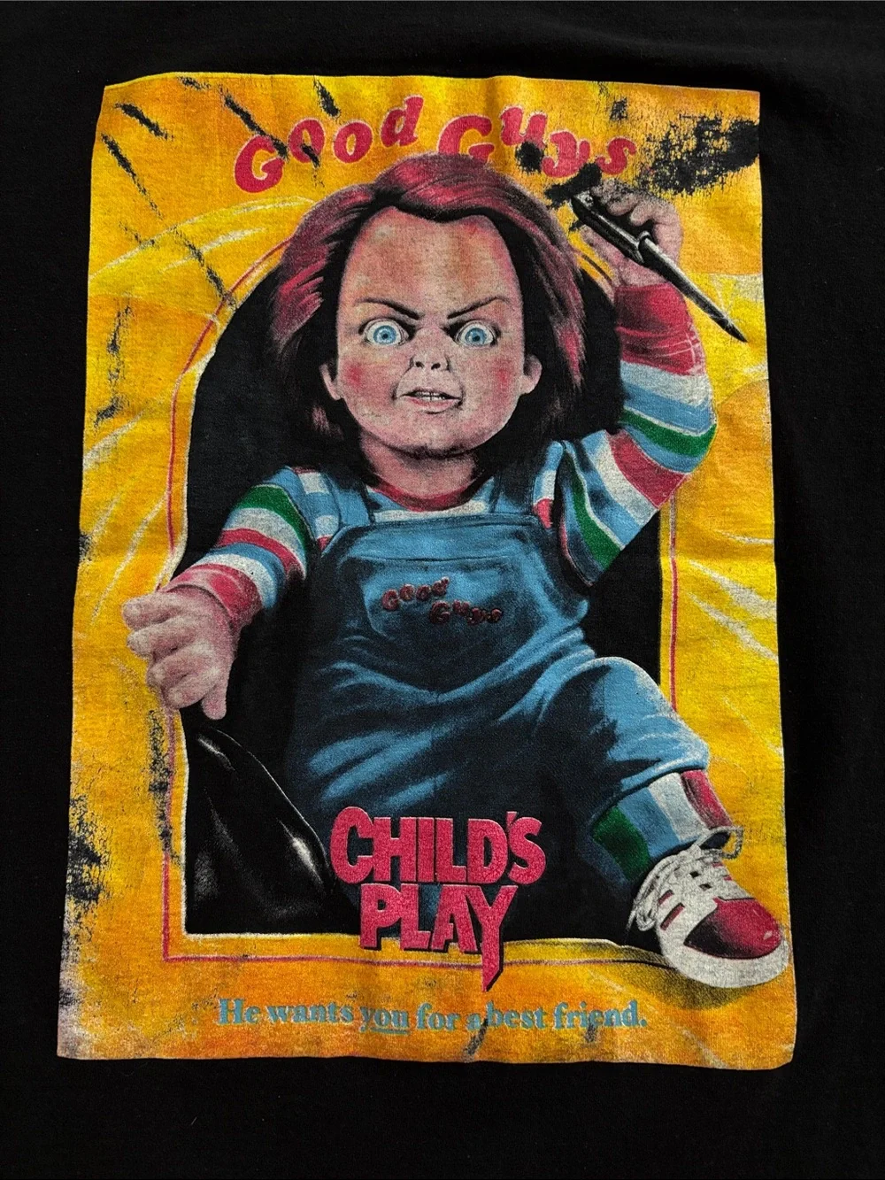 Child’s Play Chucky Graphic Tee Large Horror Movie Good Guys Doll Shirt